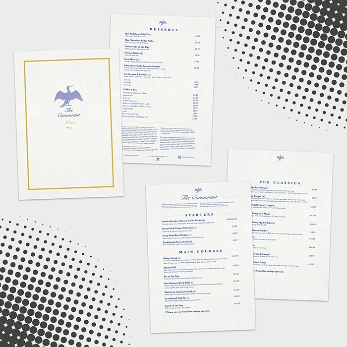 Menu - Remote Creative Artwork Graphic Design Southampton Hampshire U